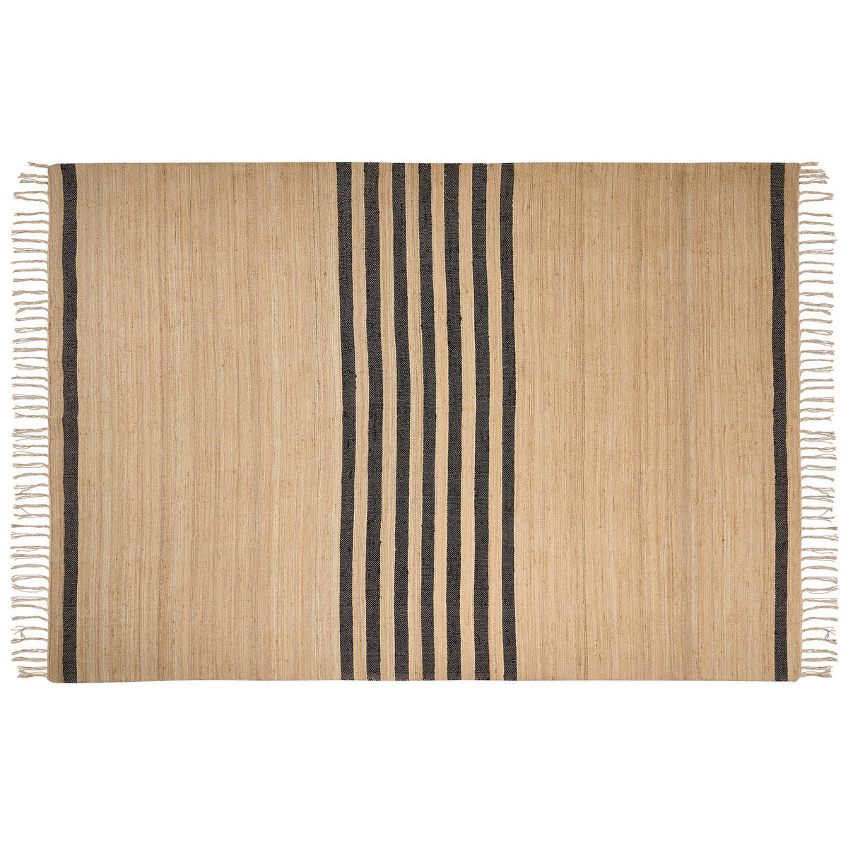 TEPPICH geflochten Beige 160/230 cm Ericek - Beige/Schwarz, Naturmaterialien (160/230cm) - Beliani
