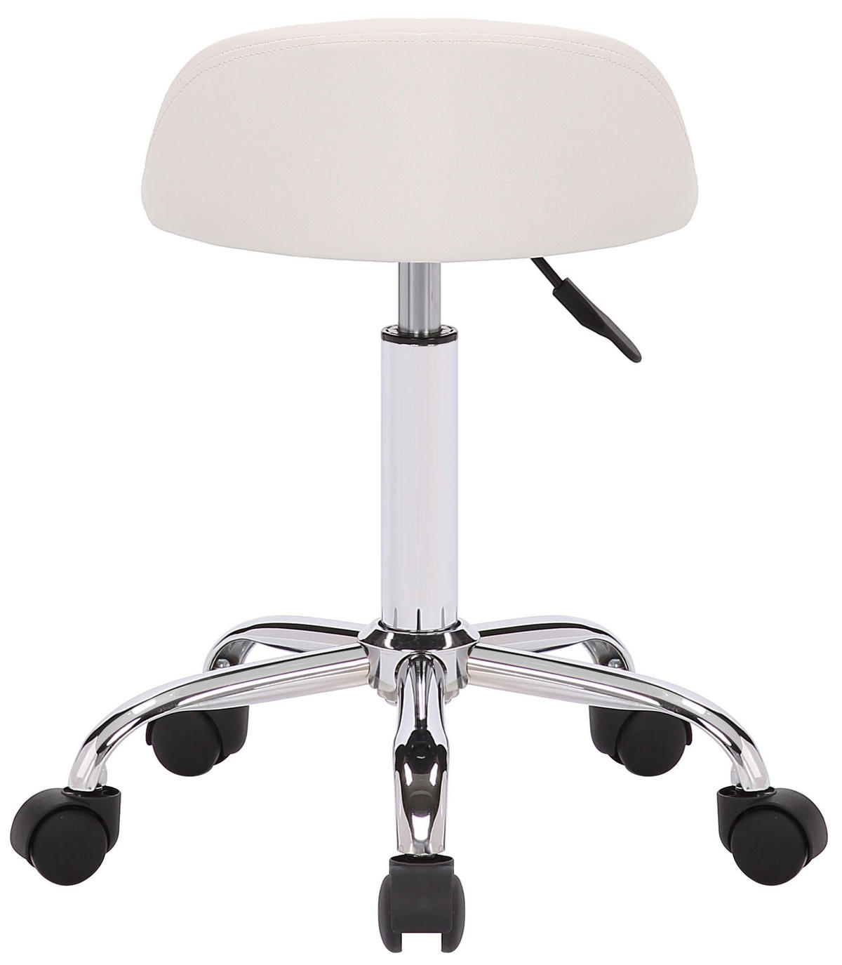 HOCKER Lederlook weiß - Chromfarben/Weiß, Textil/Metall (36/56/43cm) - CLP