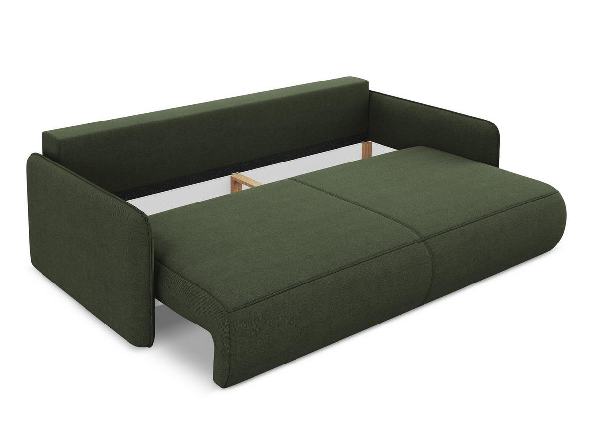 3-SITZER SOFA mit Schlaffunktion Strukturstoff Stoff Grün - Schwarz/Olivgrün, Kunststoff/Textil (216/86/105cm) - Makamii