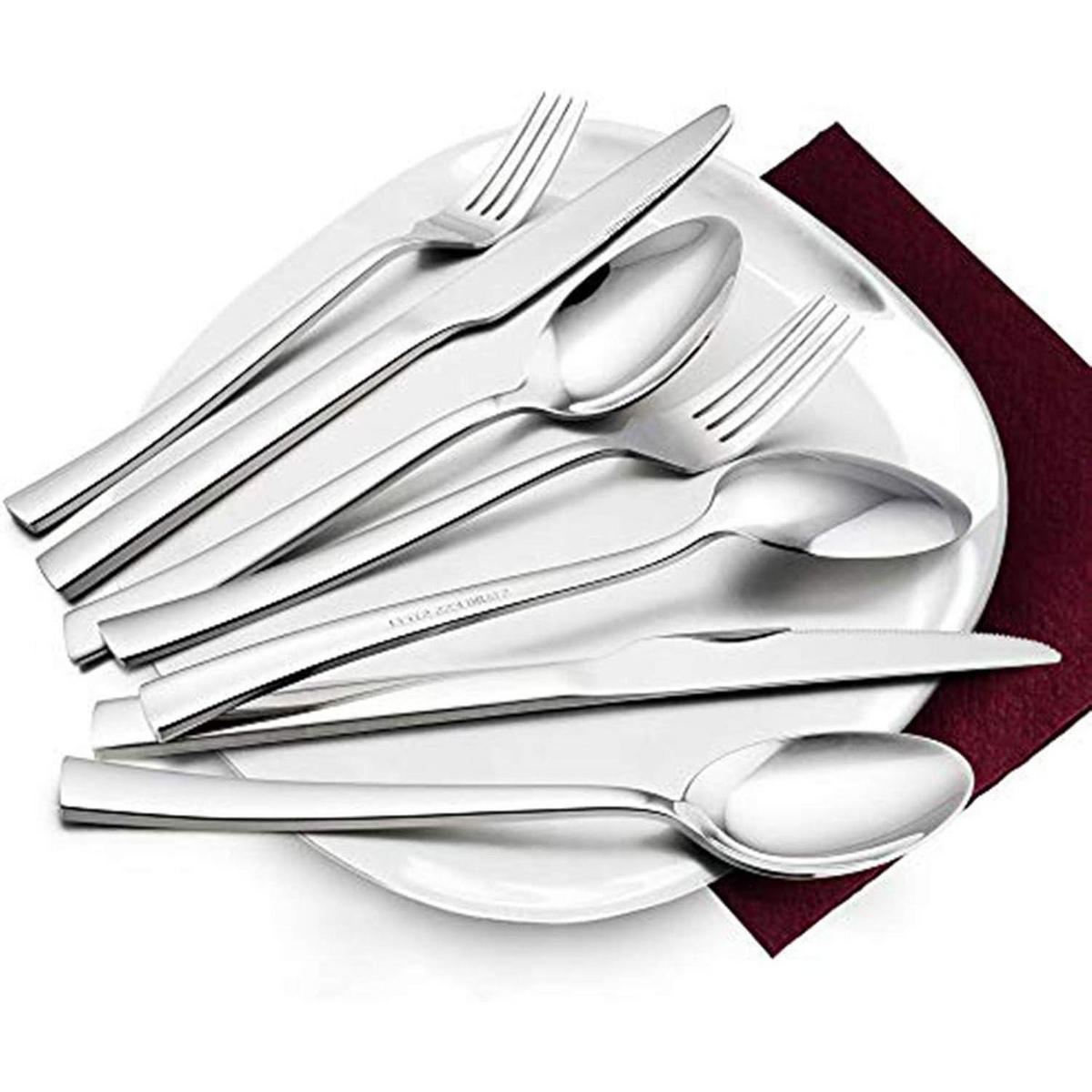 BESTECKSET 30-teilig für 6 Personen Edelstahl Hochglanzpoliert Spülmaschinenfest - Silberfarben, Metall