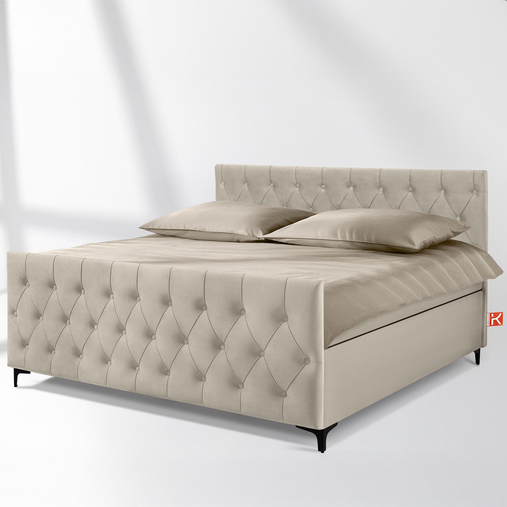 POLSTERBETT ARDEA, Creme - Creme/Schwarz, Holz/Holzwerkstoff (180/200cm) - KONSIMO®