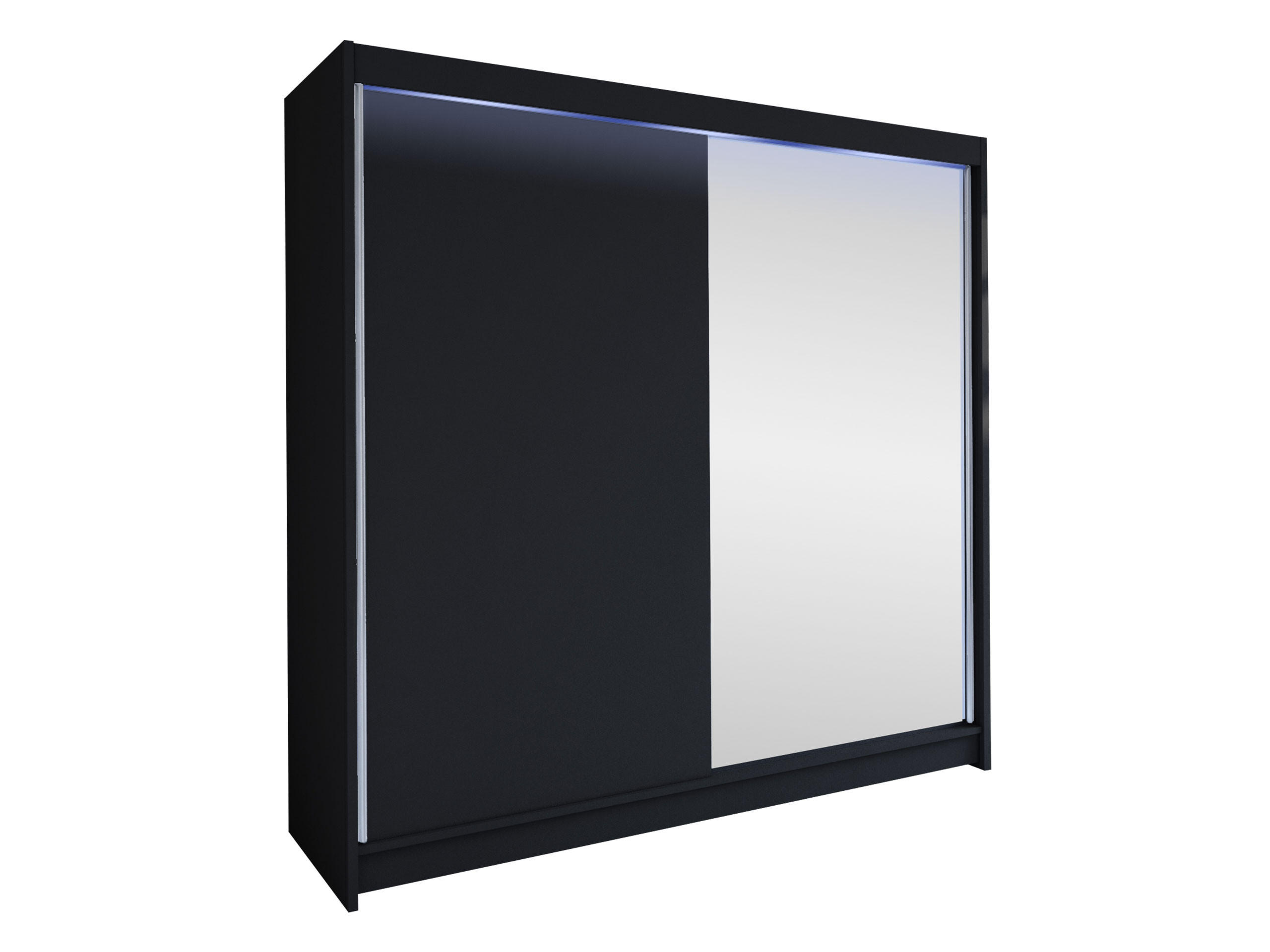 SCHWEBETÜRENSCHRANK Talin I, mit RGB LED Beleuchtung - Silberfarben/Schwarz, Holzwerkstoff/Metall (180/215/58cm) - MIRJAN24