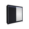 SCHWEBETÜRENSCHRANK Talin I, mit RGB LED Beleuchtung - Silberfarben/Schwarz, Holzwerkstoff/Metall (180/215/58cm) - MIRJAN24