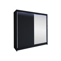 SCHWEBETÜRENSCHRANK Talin I, mit RGB LED Beleuchtung - Silberfarben/Schwarz, Holzwerkstoff/Metall (180/215/58cm) - MIRJAN24