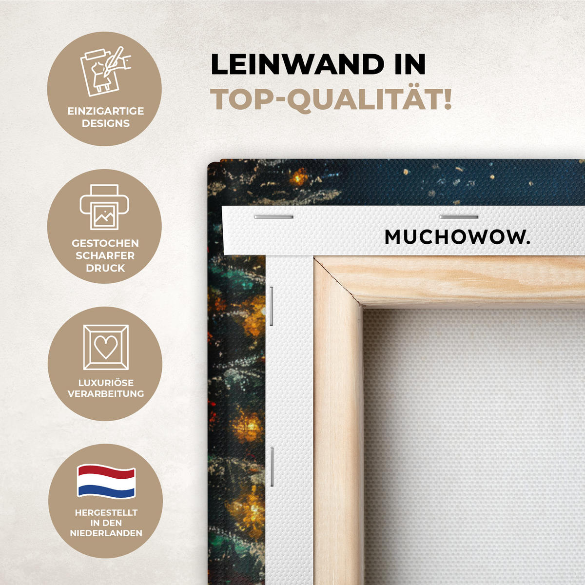 LEINWANDBILD Weihnachtsmann - Weihnachten - Winter - Weihnachtsbaum Wanddeko 40x60 cm - Bordeaux, Textil (40/60cm) - MuchoWow