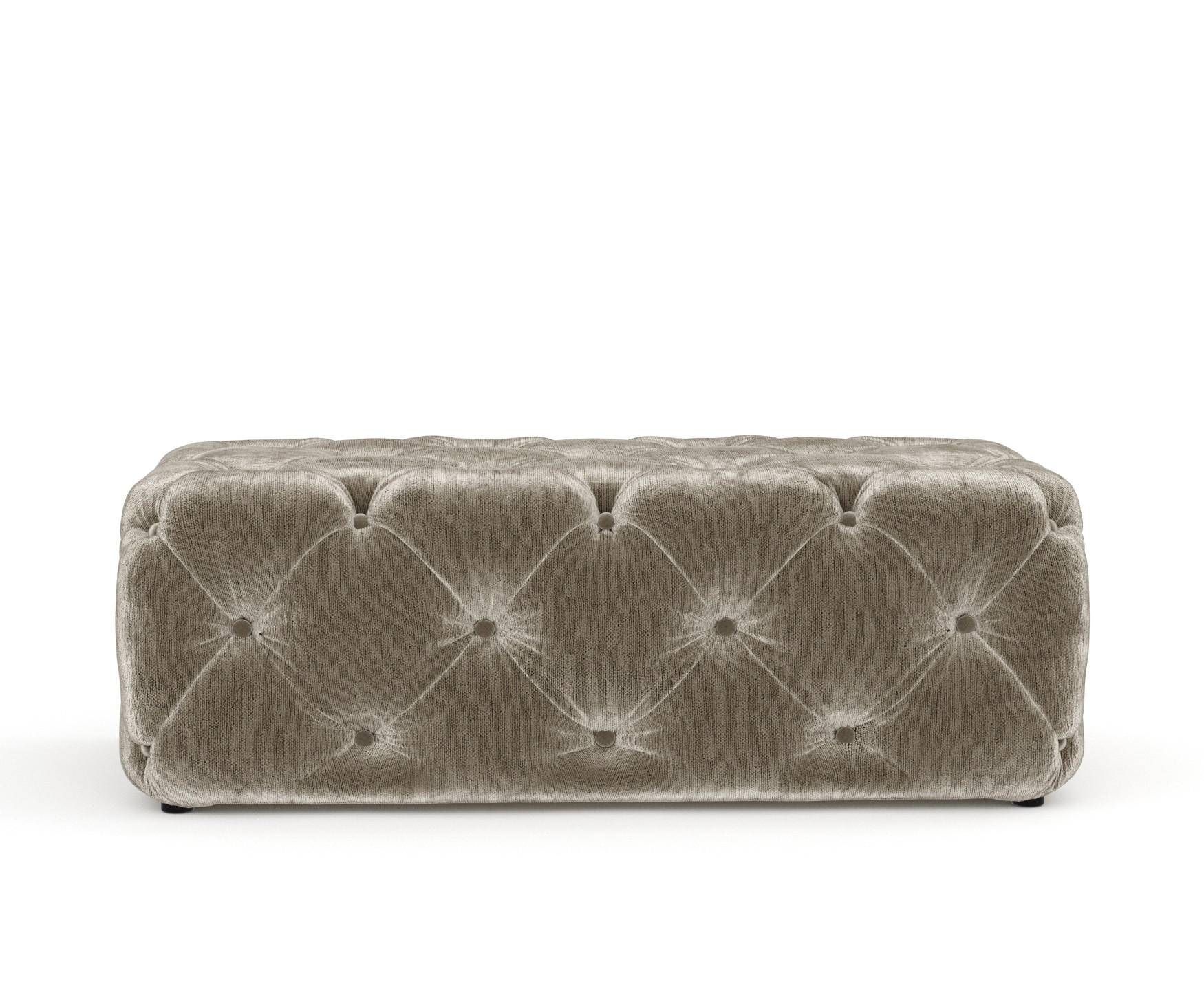 POUF Cosimo Beige Chenille - Beige/Schwarz, Holz/Holzwerkstoff (130/39/65cm) - Maison de Reve