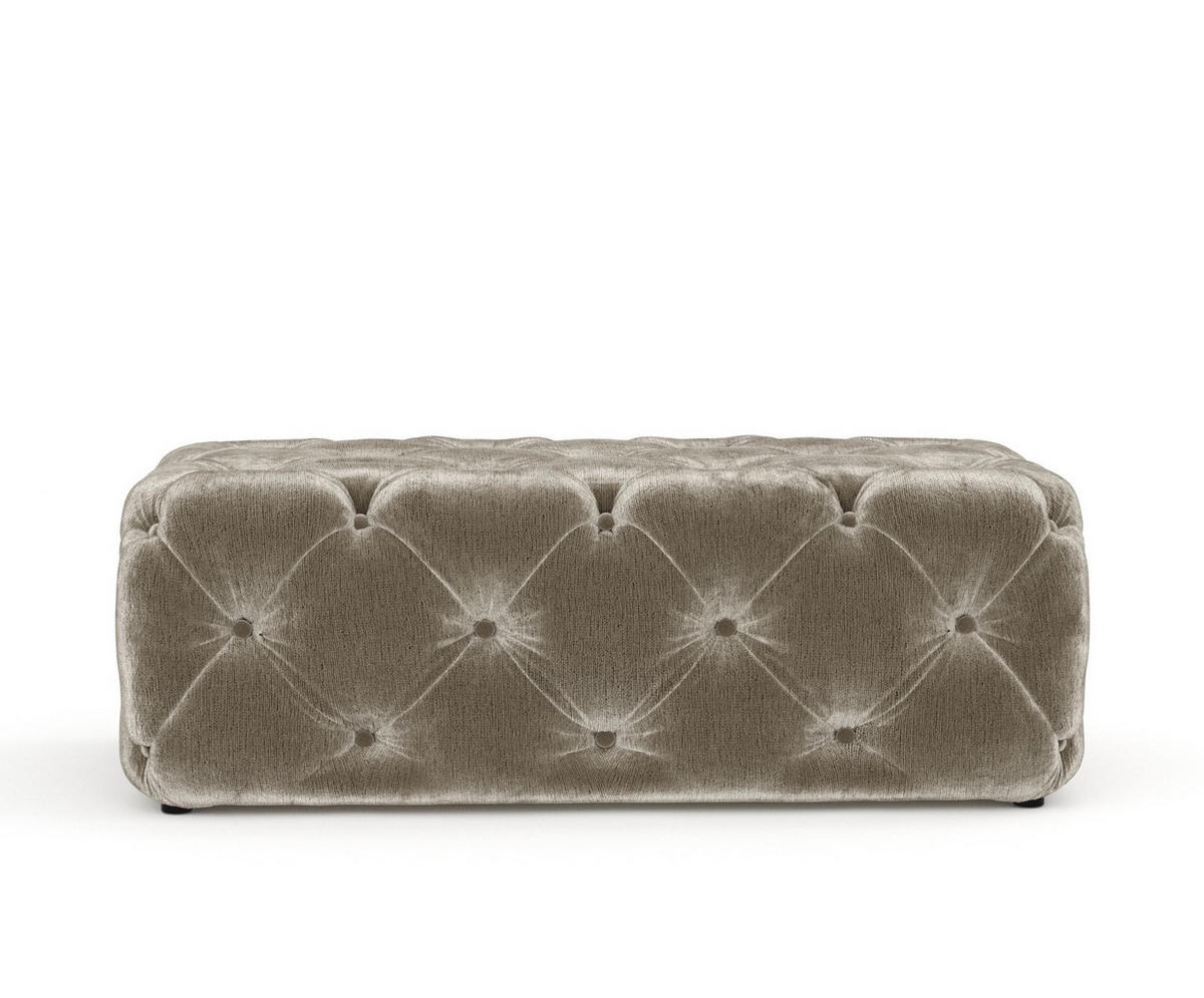 POUF Cosimo Beige Chenille - Beige/Schwarz, Holz/Holzwerkstoff (130/39/65cm) - Maison de Reve