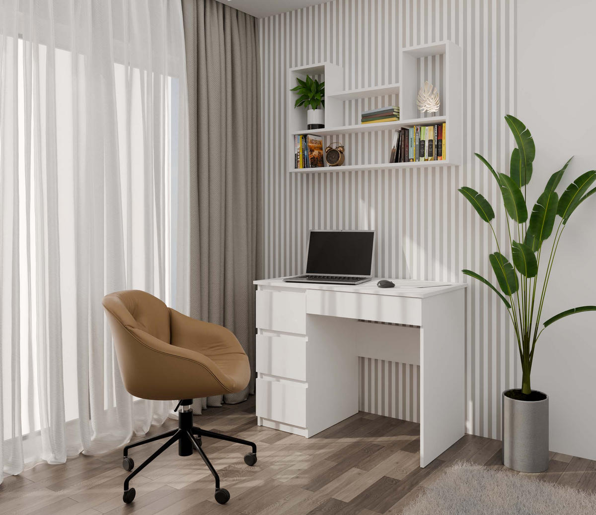 SCHWEBEREGAL Sören - Weiß, Holzwerkstoff (60/100/16cm) - kommodly