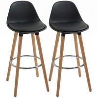 BARHOCKER 2er-Set Schwarz 43.0/43.0/91.0 cm - Schwarz, Leder (43/91/43cm)