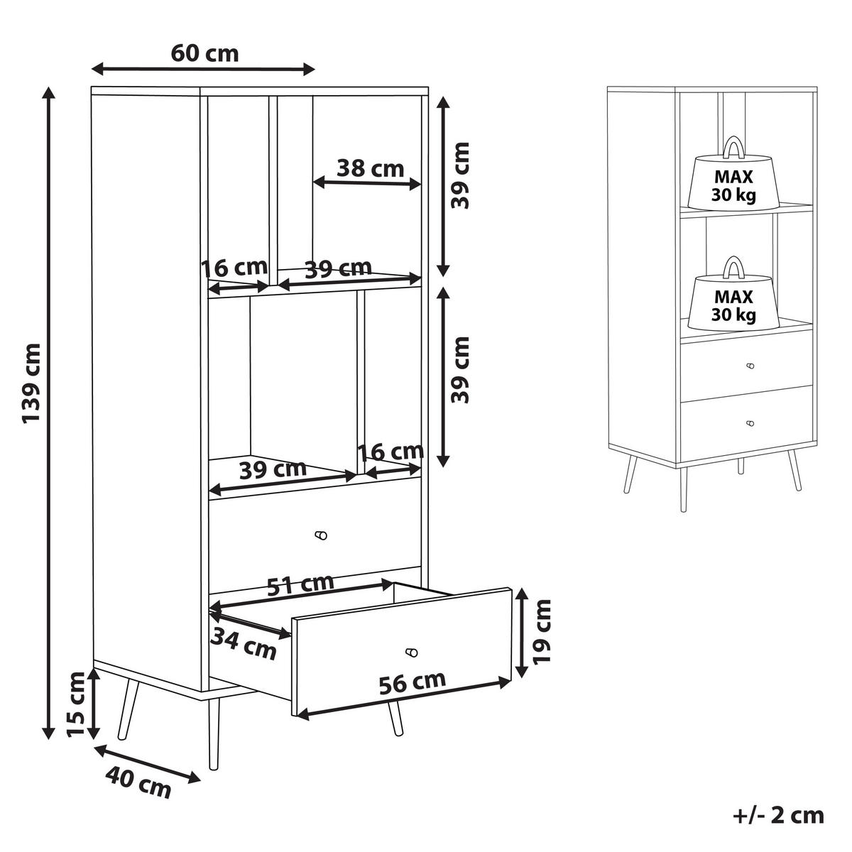 REGAL 4 Fächer Richmond - Dunkelbraun, Holzwerkstoff (60/139/40cm) - Beliani