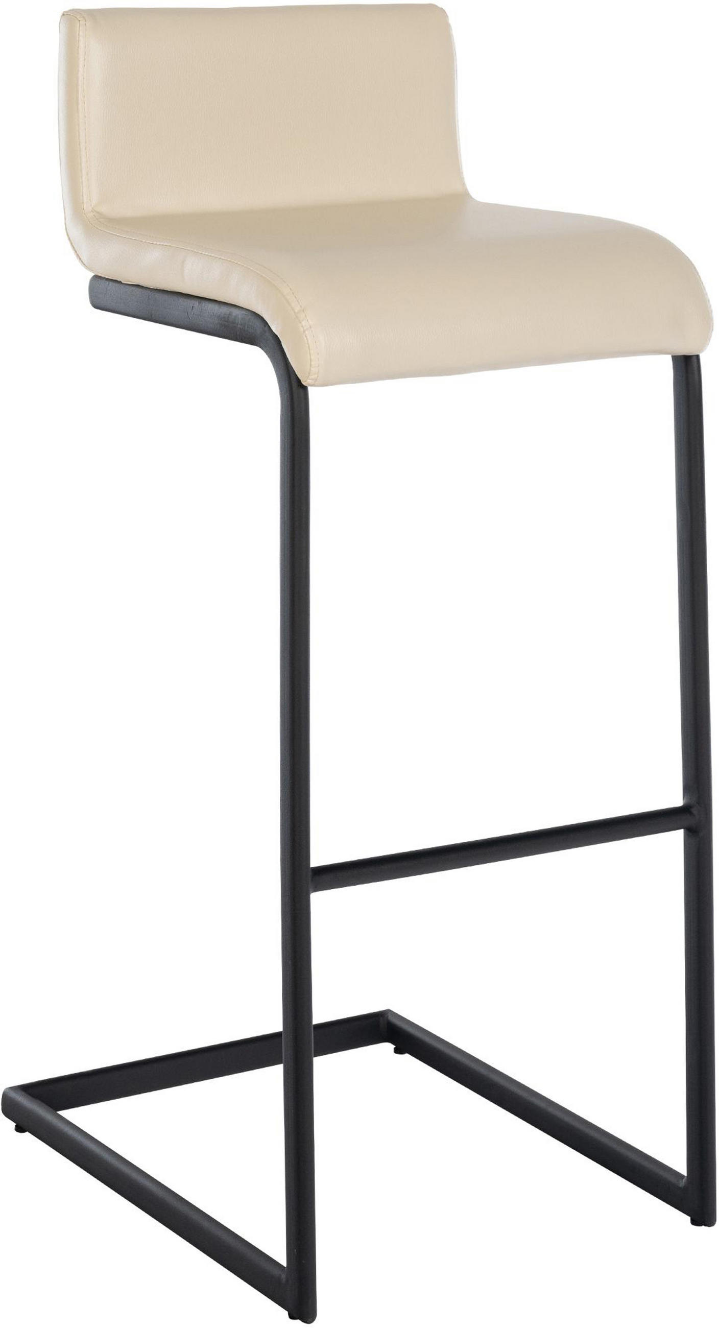 BARHOCKER New Orleans Kunstleder B creme - Schwarz/Naturfarben, Kunststoff/Metall (40/96/50cm) - TPFLiving