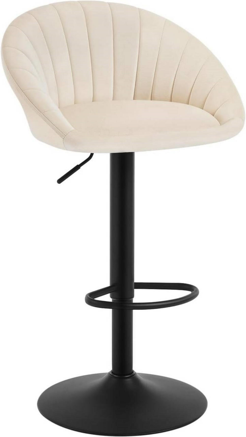 BARHOCKER mit Rückenlehne, Samt, Beige - Beige/Schwarz, Textil/Metall (53/83/45cm) - Woltu