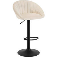 BARHOCKER mit Rückenlehne, Samt, Beige - Beige/Schwarz, Textil/Metall (53/83/45cm) - Woltu