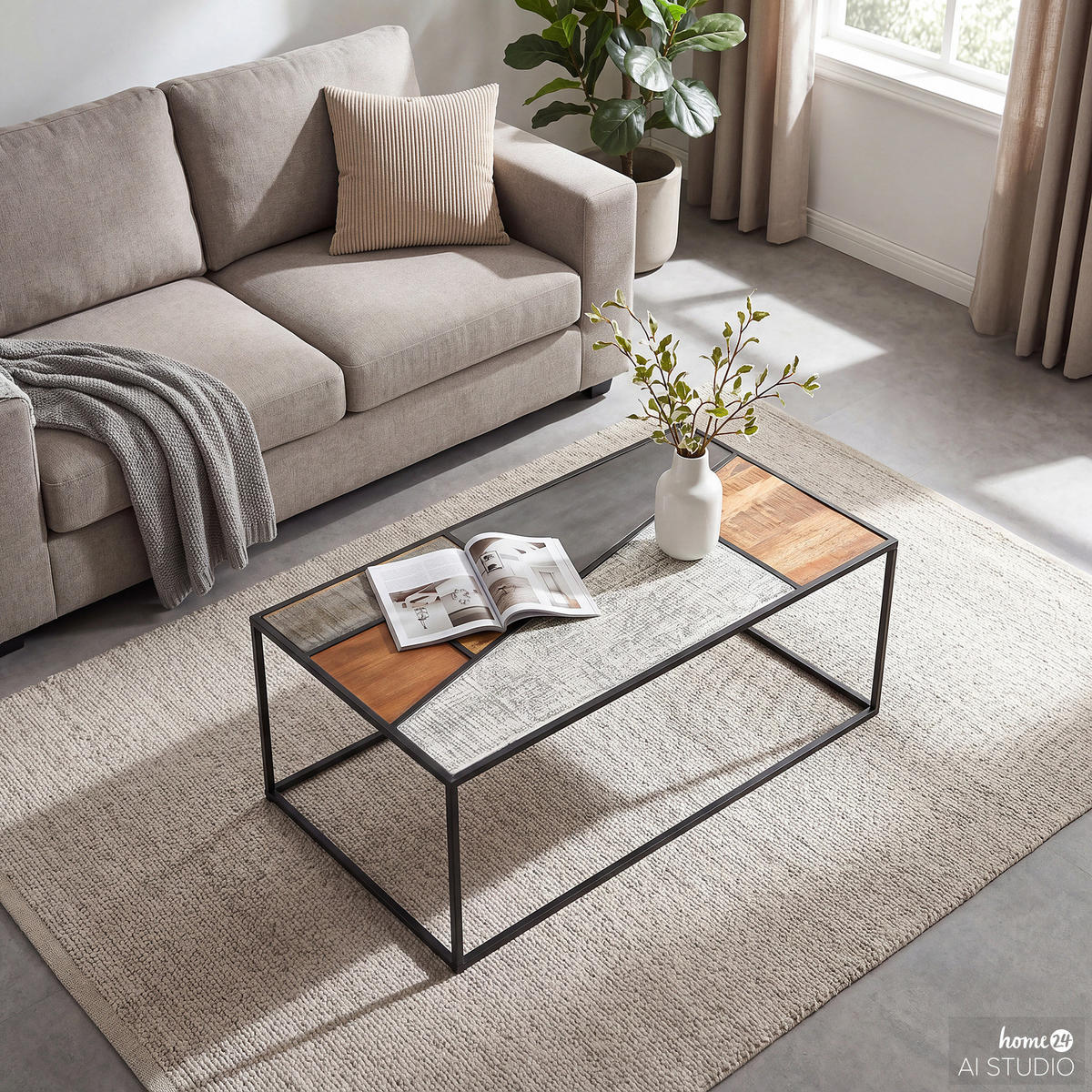 COUCHTISCH - Mango / Schwarz - Schwarz/Braun, Holz/Metall (60/110/43cm) - home24