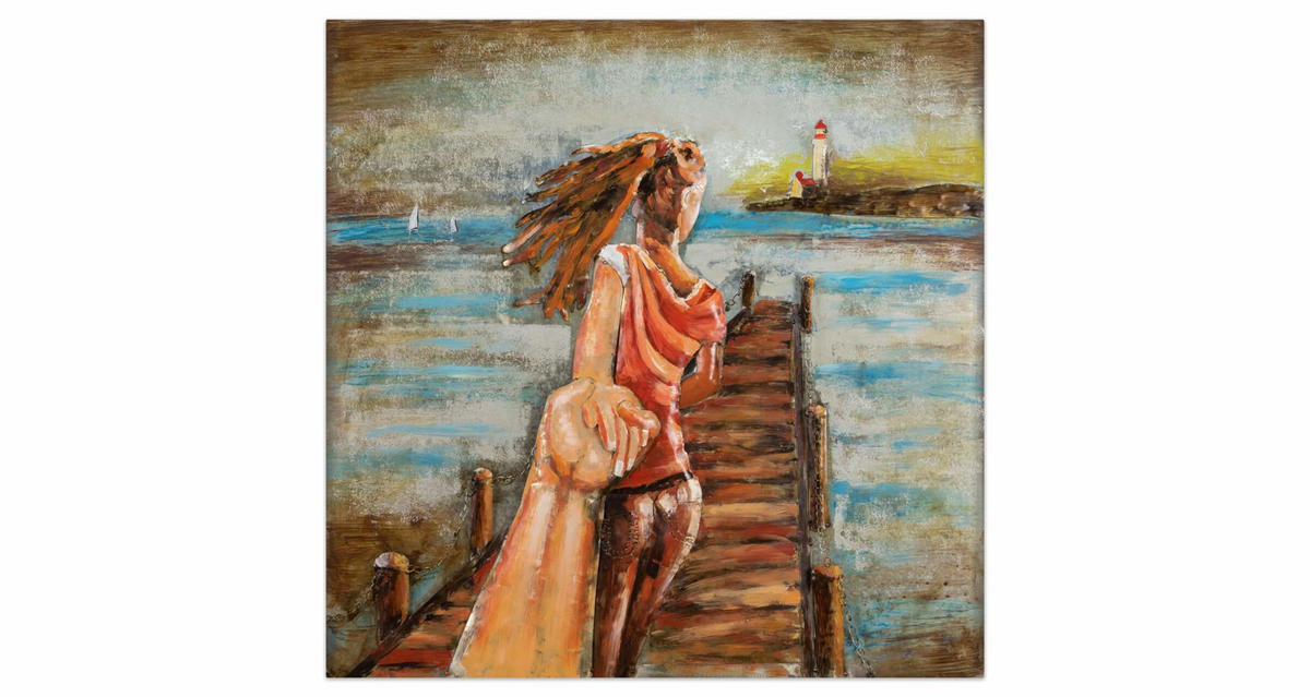 METALLBILD Blau 80/80 cm - Blau, Metall (4.2/80cm) - KUNSTLOFT