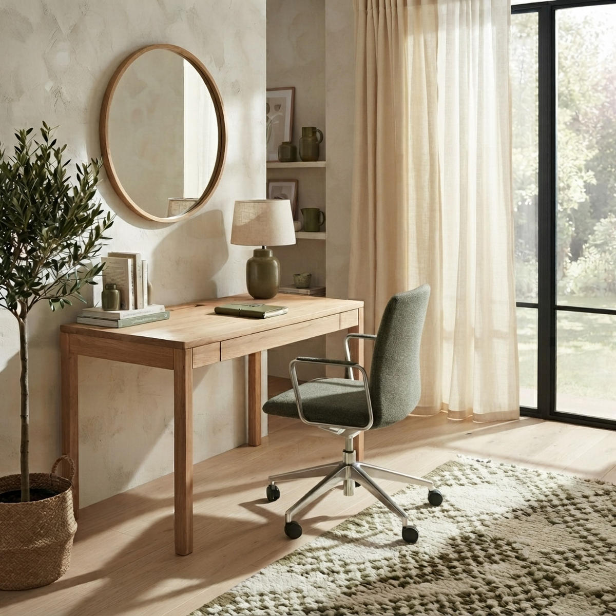 SCHREIBTISCH Franz, Eiche Natur, 100 cm - Beige, Holz (65/100/75cm) - WOODEK