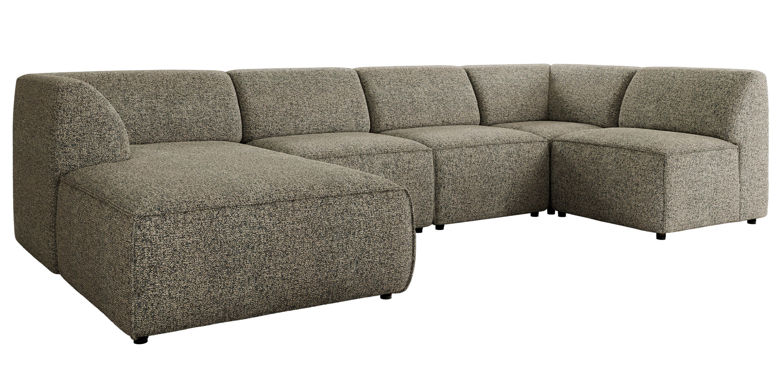 WOHNLANDSCHAFT MODARO U 5M - Grau Struktur - Links - Schwarz/Grau, Textil (180/78/345cm) - MKS