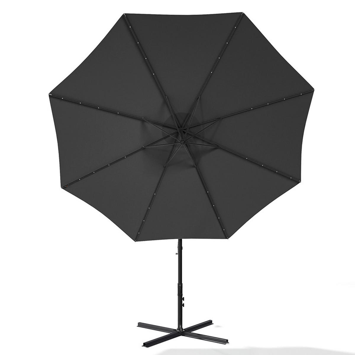 AMPELSCHIRM mit Kreuzständer aus Polyester Metall in Schwarz drehbar 360° neigbar 60° 3 x 2.6m Garten Balkon - Schwarz, Metall (300/240cm) - Livingandhome