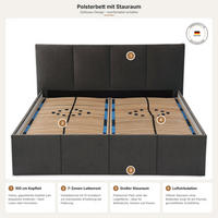 POLSTERBETT Dalas Anthrazit 200 x 200 x 40 cm Stauraum Mit hochwertiger Matratze H3 (bis 120 kg) und Lattenrost - Anthrazit, Holz (200/200cm) - Halmon Schlafkomfort Betten 