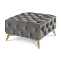 HOCKER Chesterfield Whitby Grau Samt mit goldenen Füßen - Goldfarben/Grau, Holz/Textil (80/45/80cm) - S-Style Möbel