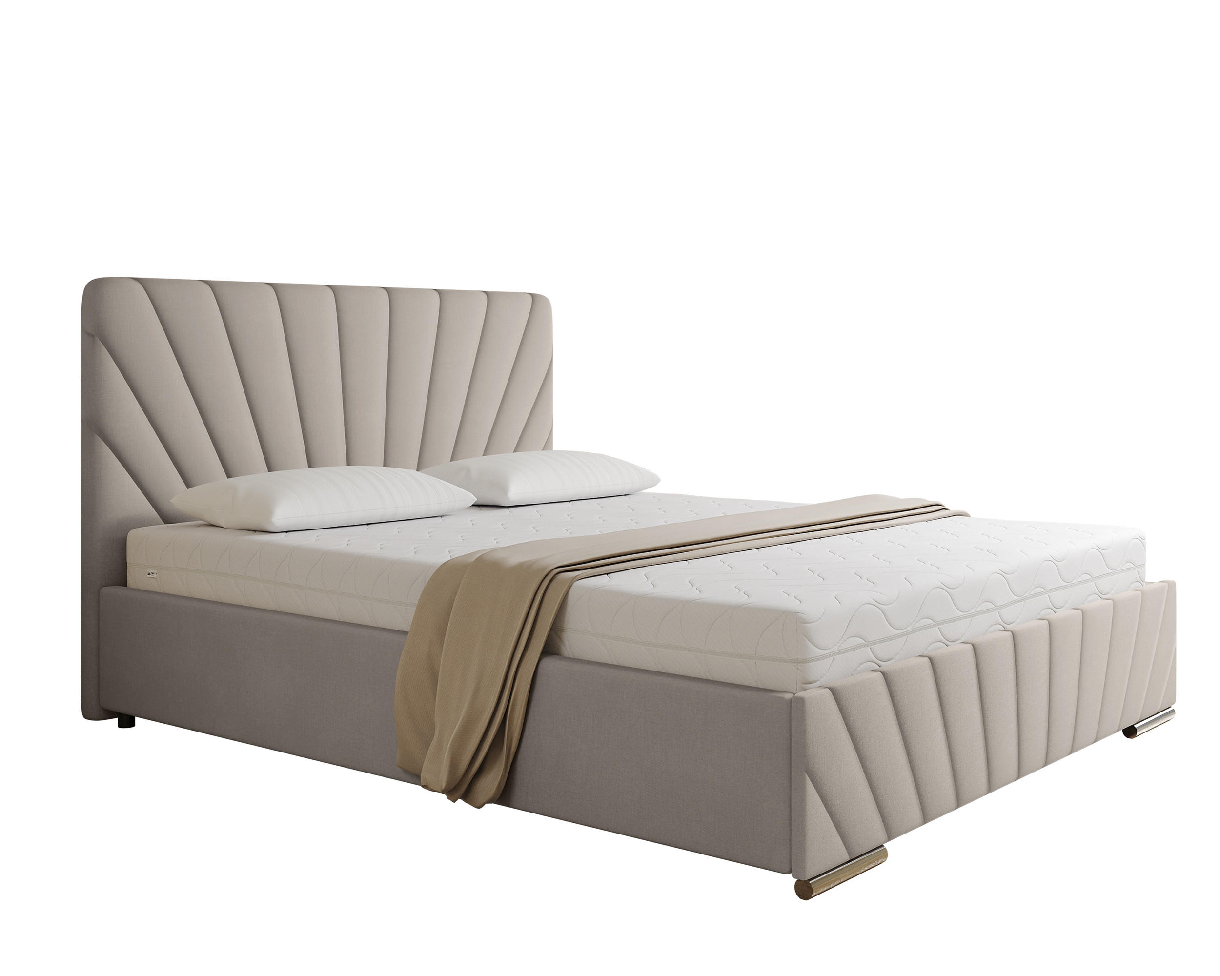 POLSTERBETT Ray 160 x 200 cm mit Bettkasten und Lattenrost Taschenfederkernmatratze mit Kokos 20cm- beige - Beige, Holz (160/200cm) - Homesy