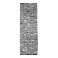 LEDERTEPPICH-LÄUFER geometrisch mit Webmuster 66/200 cm - Schwarz, Leder (66/200cm) - Homescapes