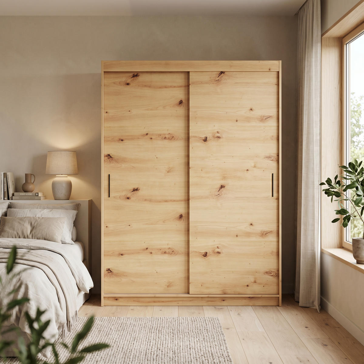 SCHWEBETÜRENSCHRANK TELA 160/205/60cm 2-türig Eiche Artisan - Eiche Artisan, Holzwerkstoff (160/205/60cm) - MASSENO