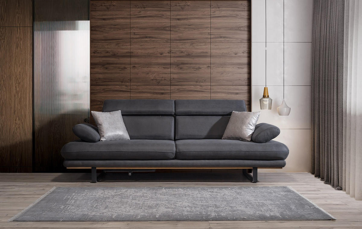 2 Sitzer SOFA Energy Nubuk Anthrazit - Anthrazit, Textil/Metall (200/80/100cm) - Villa Möbel