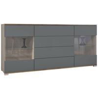 SIDEBOARD Bari Graphit Seidenmatt - Graphitfarben, Holzwerkstoff (166.5/75.5/35cm) - Vladon