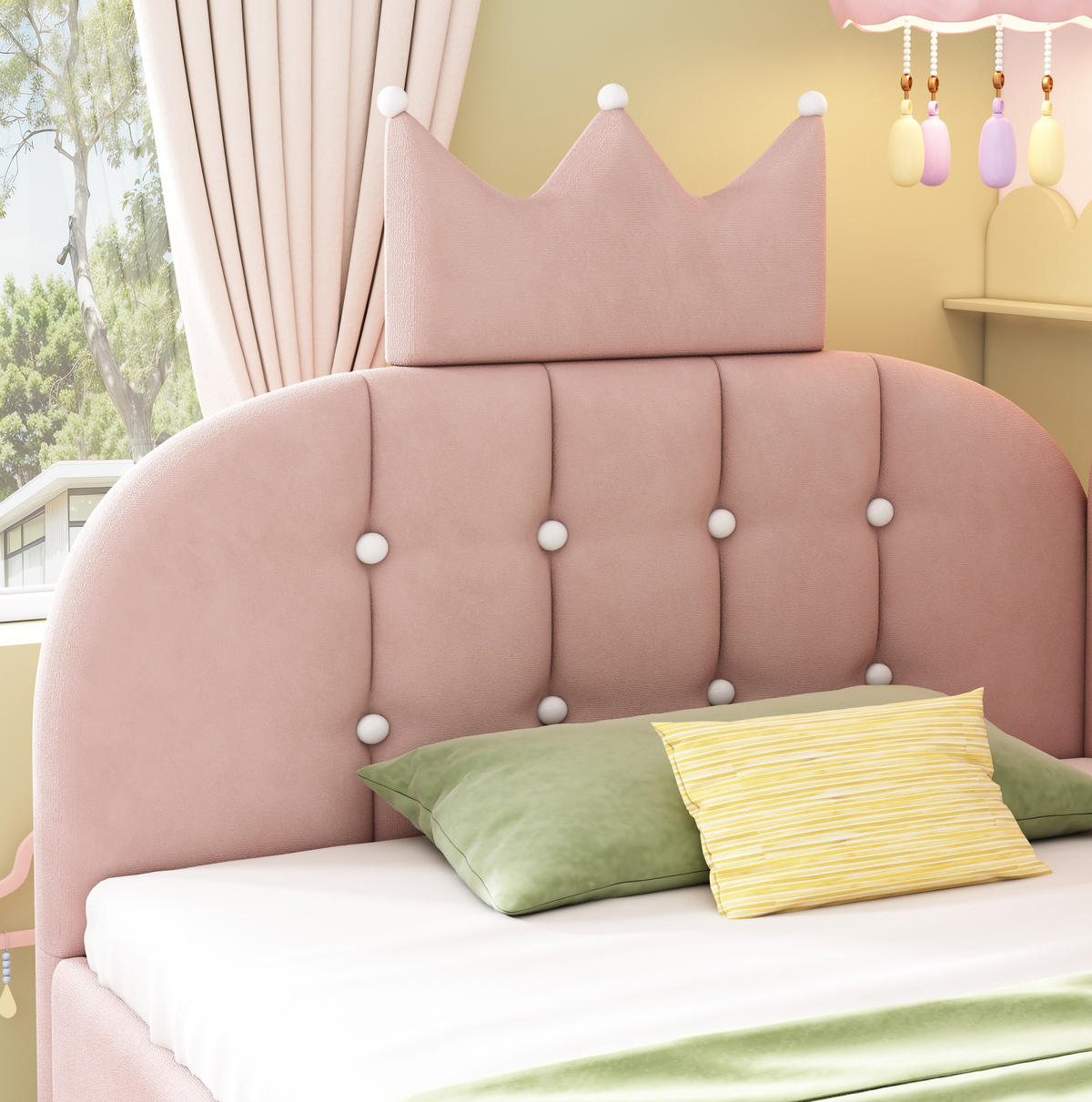 POLSTERBETT 90/200 cm Rosa aus Samt mit Ausziehbett - Rosa, Textil (90/200cm) - OKMYHOME