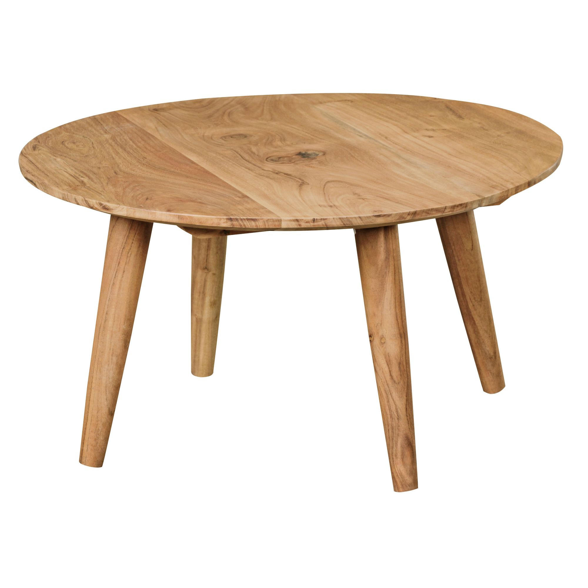 COUCHTISCH Rund Akazie Massivholz 75cm - Stabile Holzbeine, Pflegeleicht, Handgefertigt - Beige/Braun, Holz (75/75/40cm) - KADIMA DESIGN