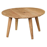 COUCHTISCH Rund Akazie Massivholz 75cm - Stabile Holzbeine, Pflegeleicht, Handgefertigt - Beige/Braun, Holz (75/75/40cm) - KADIMA DESIGN