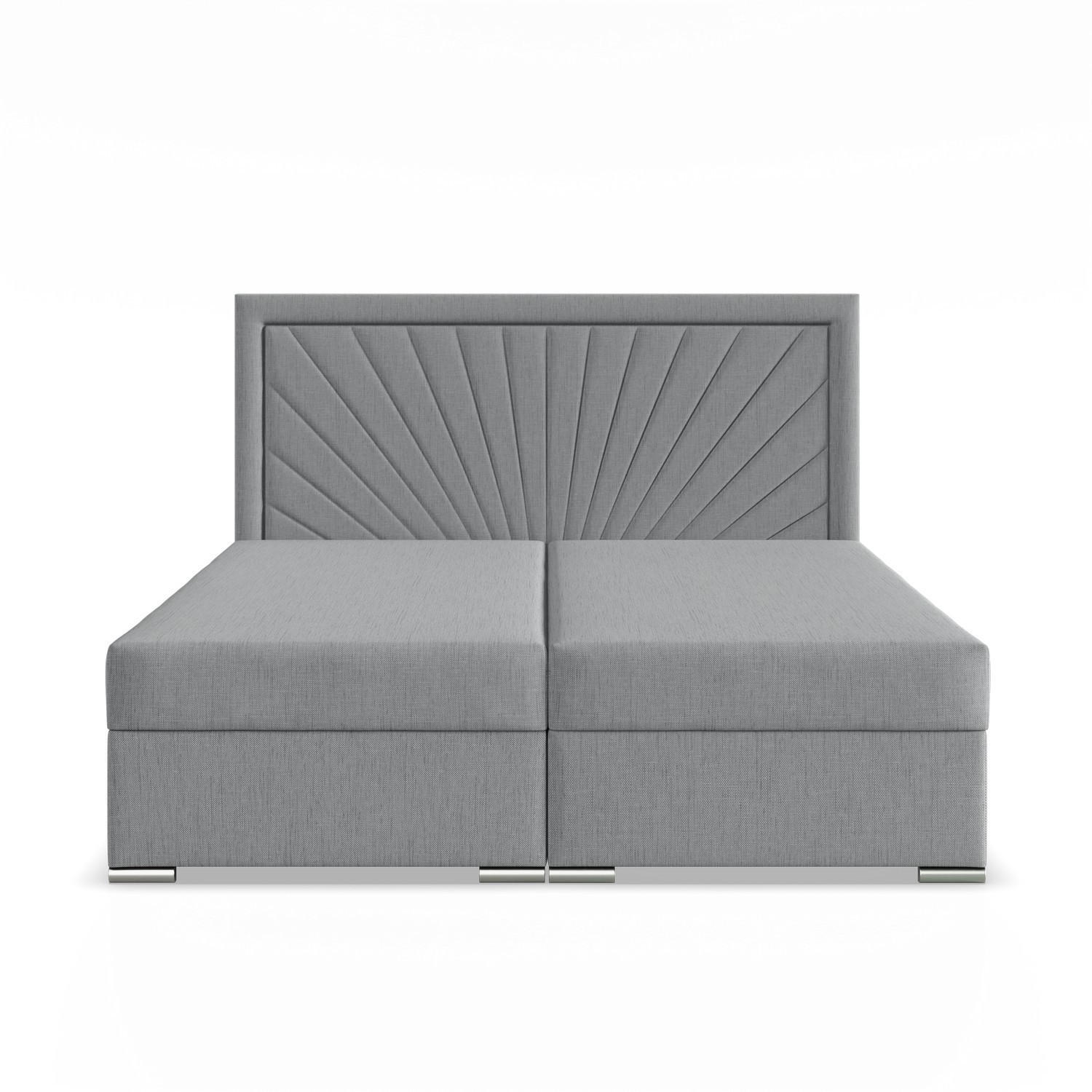 BOXBETT MIT KOPFTEIL 140x200 VICENZA, Grau - Hellgrau, Textil (140/200cm) - Mebligo