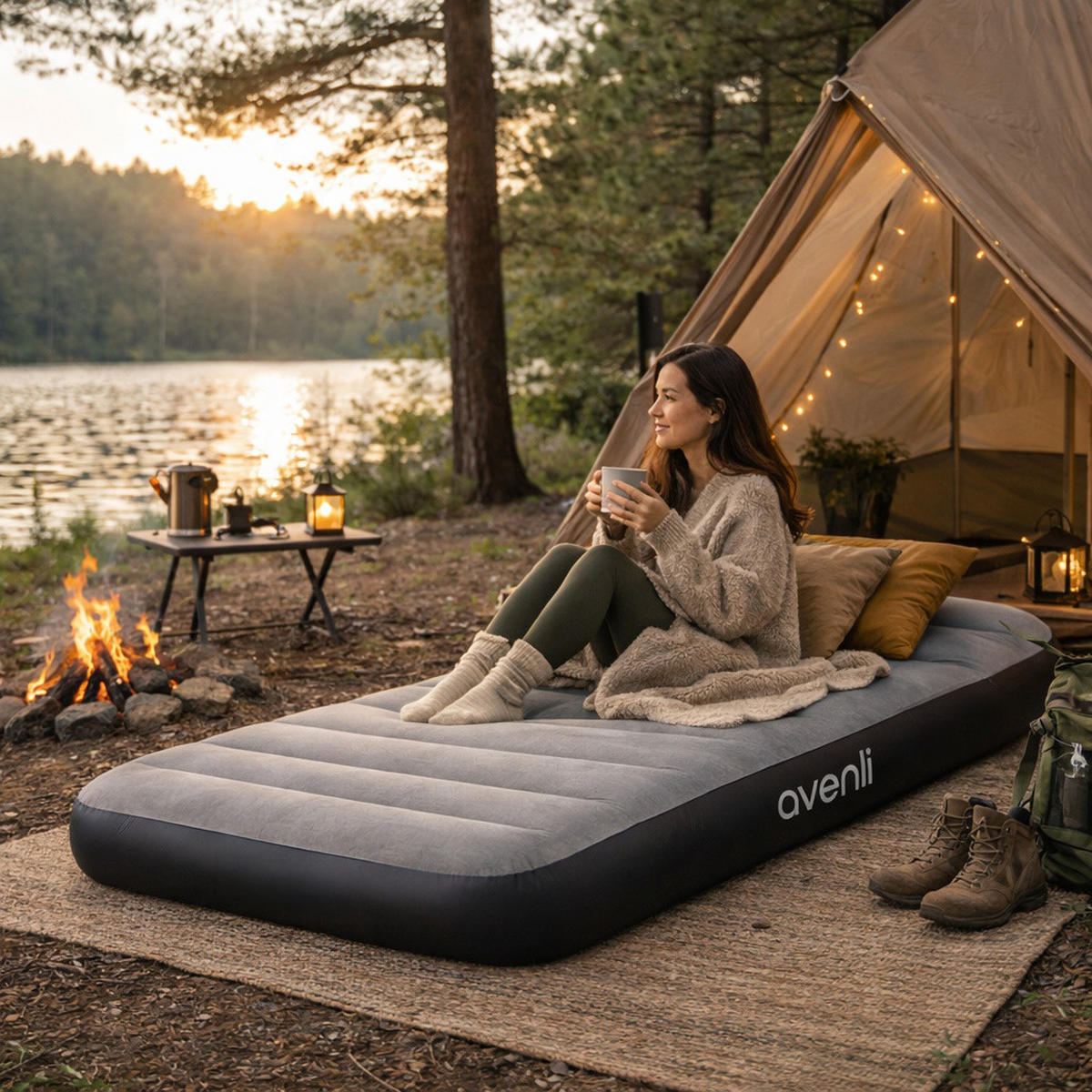 LUFTBETT Luftmatratze Camping BeamRest grau 191x99x25cm - Grau, Kunststoff (99/191cm) - Avenli