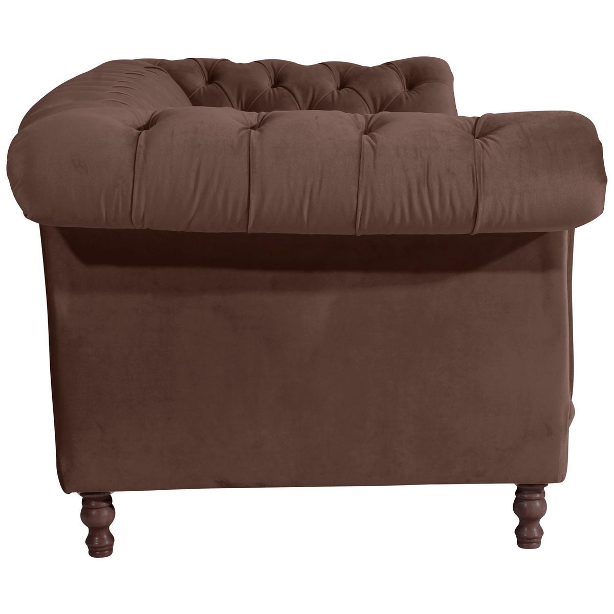 CHESTERFIELD Sofa 3-Sitzer Kaylin Samtvelours braun - Braun, Kunststoff (253/80/100cm) - 58aufmkessel