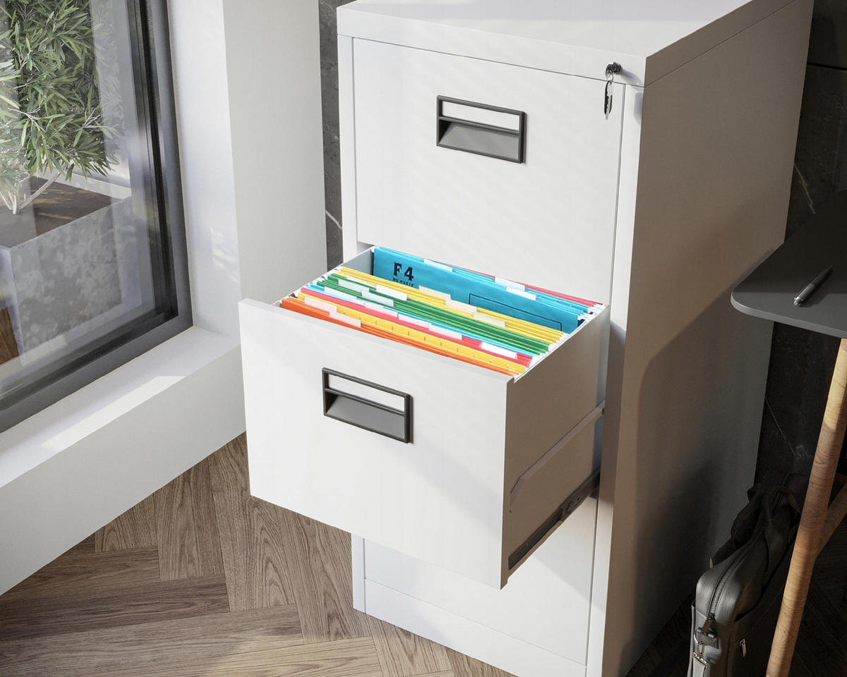 AKTENSCHRANK mit 3 Schubladen SARA V3 - Weiß, Metall (46/102/62cm) - Jan Nowak