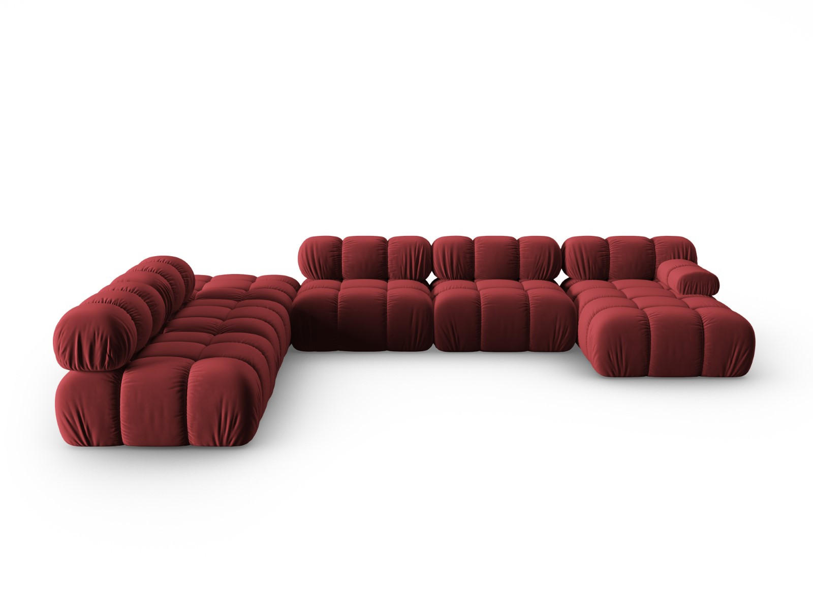 MODULARES-PANORAMASOFA links Bellis aus Samt dunkelrot 7 Sitzplätze - Dunkelrot, Textil (282/63/379cm) - Micadoni