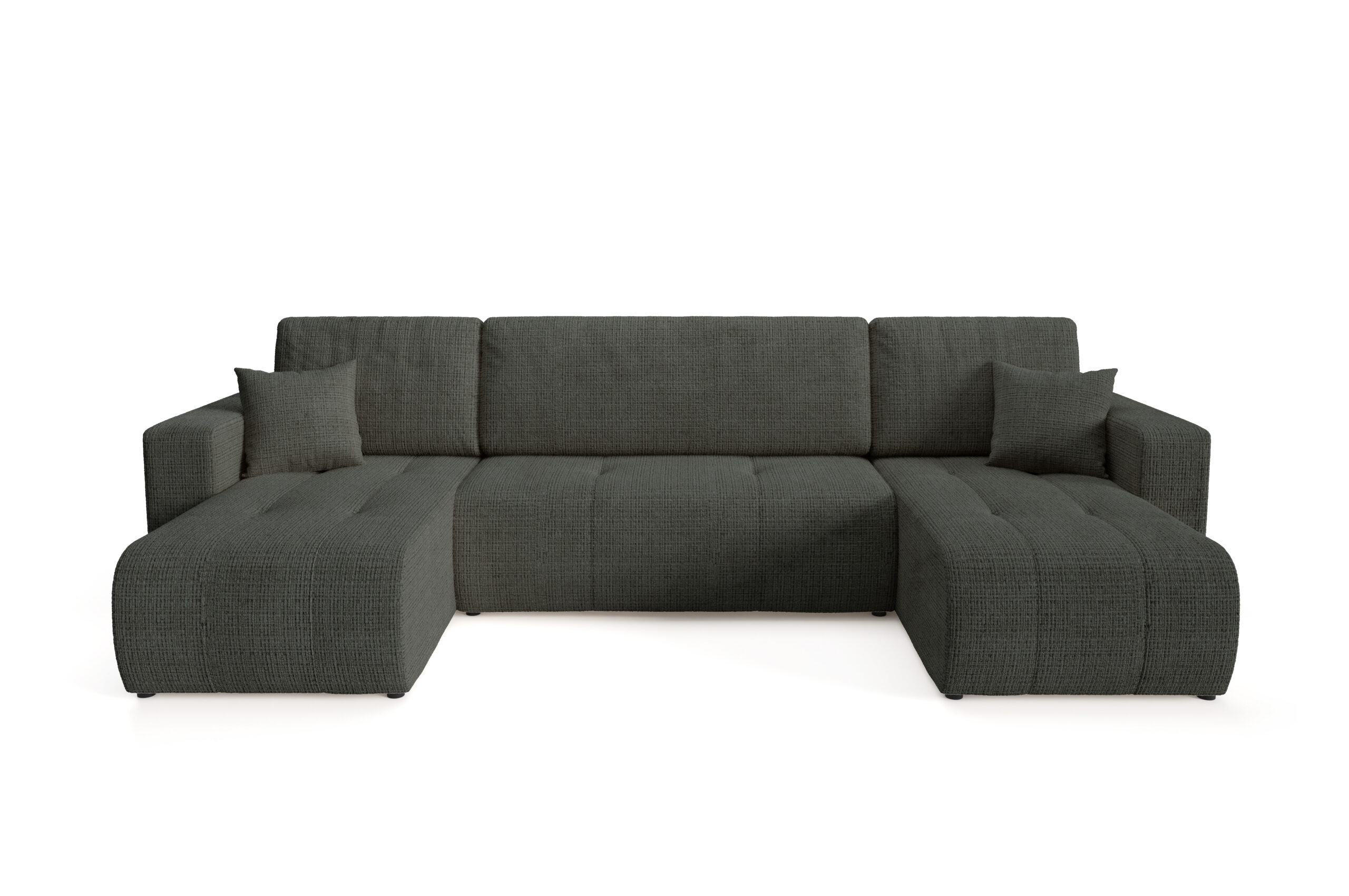 WOHNLANDSCHAFT mit Schlaffunktion Schwarz - Schwarz, Textil (315/70/145cm) - Furnisell
