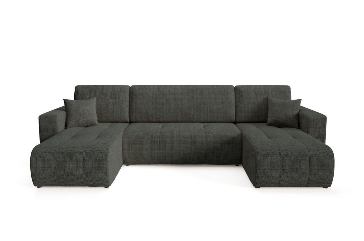 WOHNLANDSCHAFT mit Schlaffunktion Schwarz - Schwarz, Textil (315/70/145cm) - Furnisell
