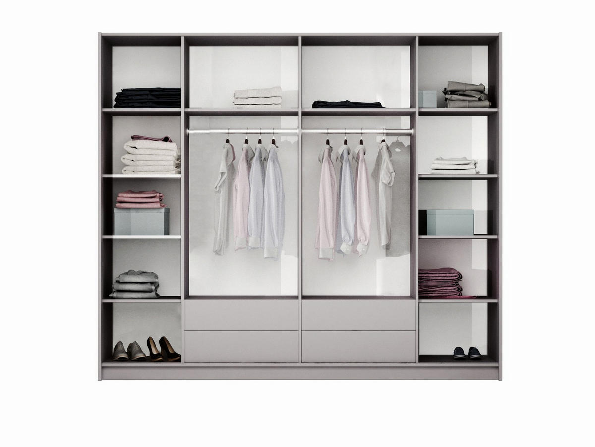 DREHTÜRENSCHRANK QUINN 255/219/65 cm 2-türig mit Spiegel Braun - Braun, Holzwerkstoff (255/219/65cm) - MASSENO