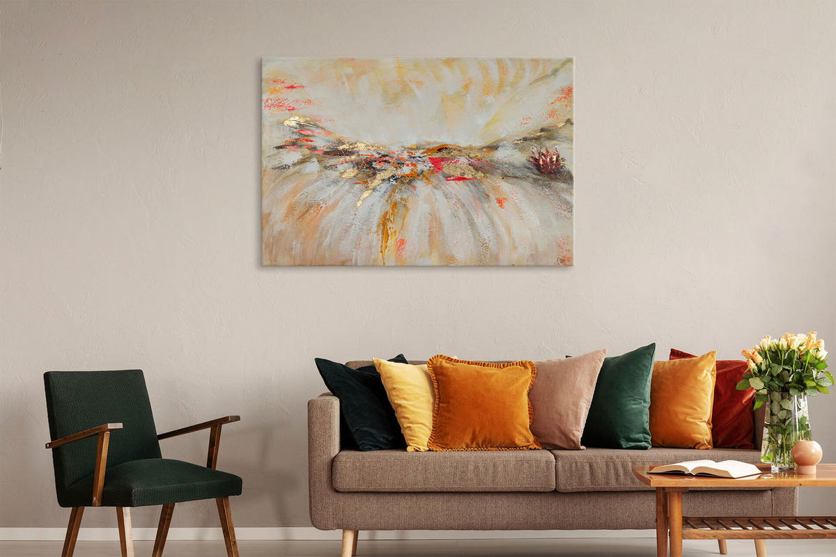 ÖLGEMÄLDE 120/80 cm - Beige/Weiß, Holz/Textil (2.28/80cm) - KUNSTLOFT