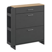 SCHUHSCHRANK Movino Anthrazit/Eiche 88.4 x 101.6 cm mit offenen und geschlossenen Fächern - Eichefarben/Anthrazit, Holzwerkstoff (88.4/101.6/23.6cm) - Vicco