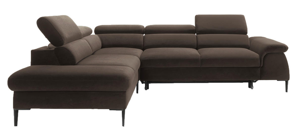 SCHLAFSOFA 280 cm Amaro L mit verstellbaren Kopfstützen, Links, Braun - Braun, Holz (280/214cm) - Emporius