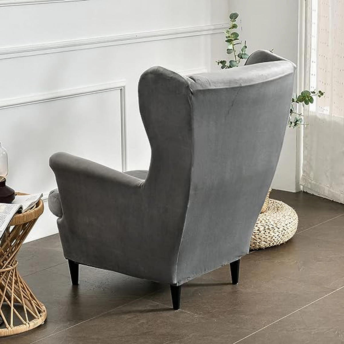 OHRENSESSEL ÜBERZUG Einfarbig Samt 2-Teilig - Grau, Textil (92/80cm) - Kaket