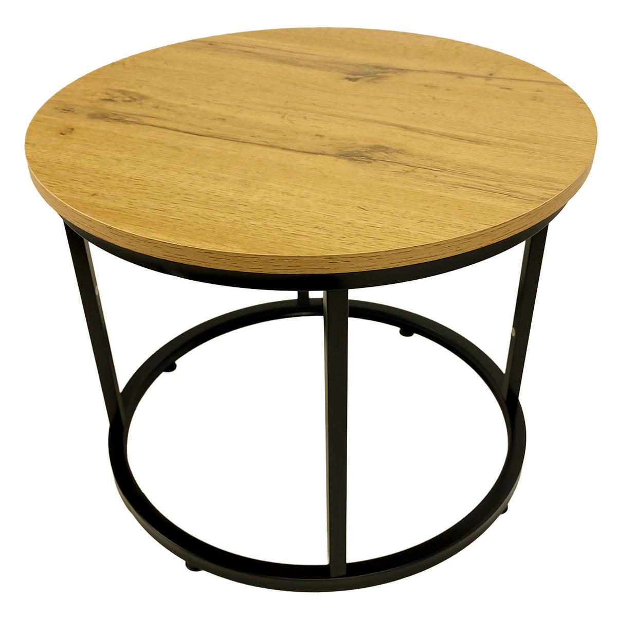 COUCHTISCH Holzoptik Metall Eichefarben Schwarz 2er Set 47x53x53 cm - Eichefarben/Schwarz, Holzwerkstoff/Metall (53/53/47cm) - Begryf