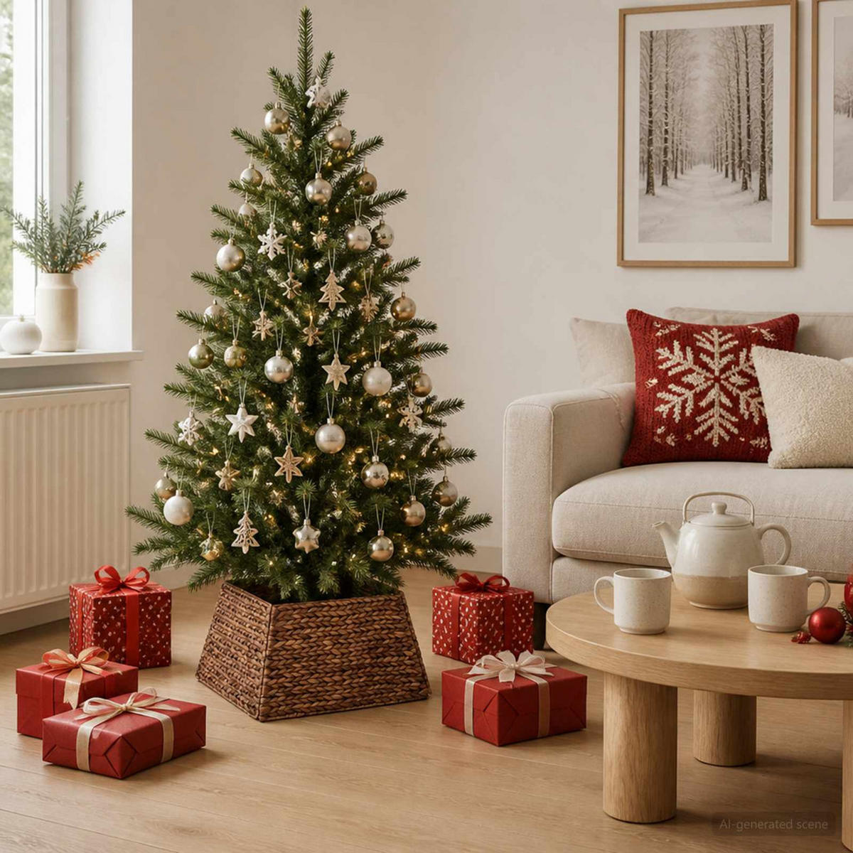 WEIHNACHTSBAUMKRAGEN 50/50/25 cm Braun Wasserhyazinthe - Braun, Naturmaterialien (50/25/50cm) - vidaXL