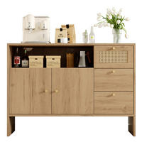 SIDEBOARD 105/40/76 cm mit 2 Türen, 3 Schubladen und offenem Fach in Rattan-Optik aus Spanplatte, Natur - Naturfarben, Holzwerkstoff (105/76/40cm) - Redom