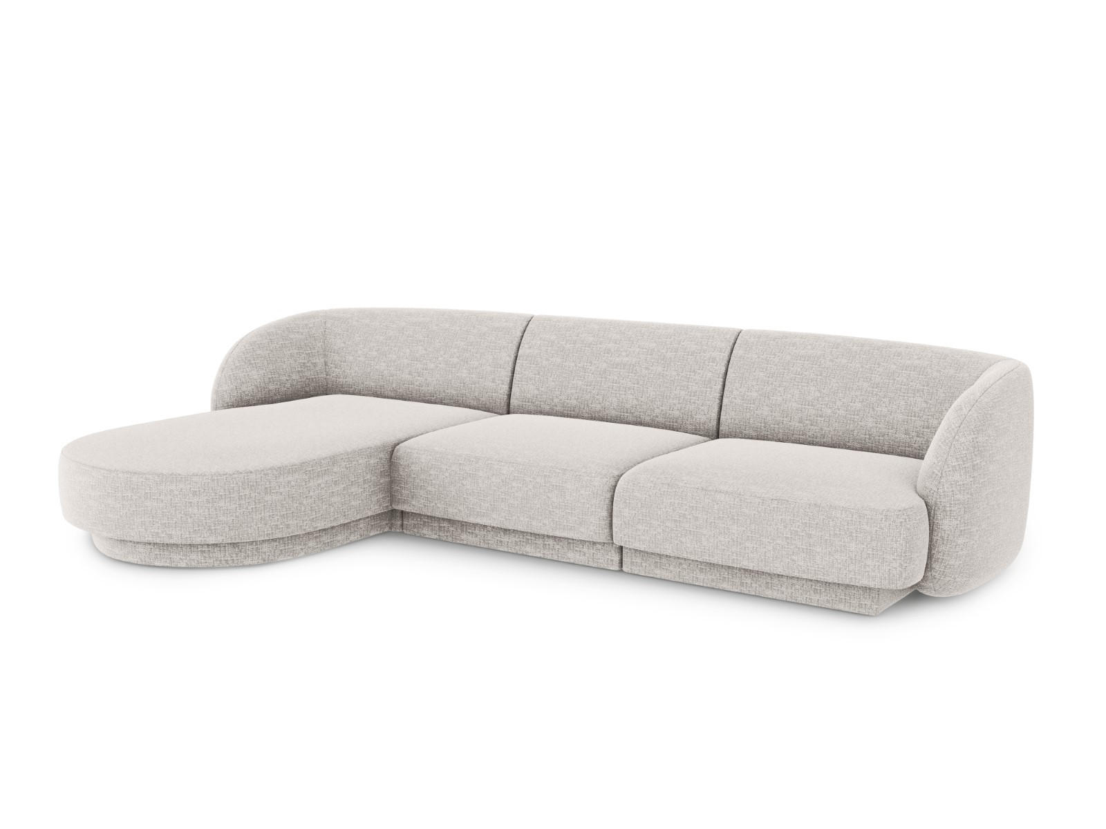 ECKSOFA links Miley aus Chenille-Stoff hellgrau 4 Sitzplätze - Hellgrau, Textil (156/255cm) - Micadoni