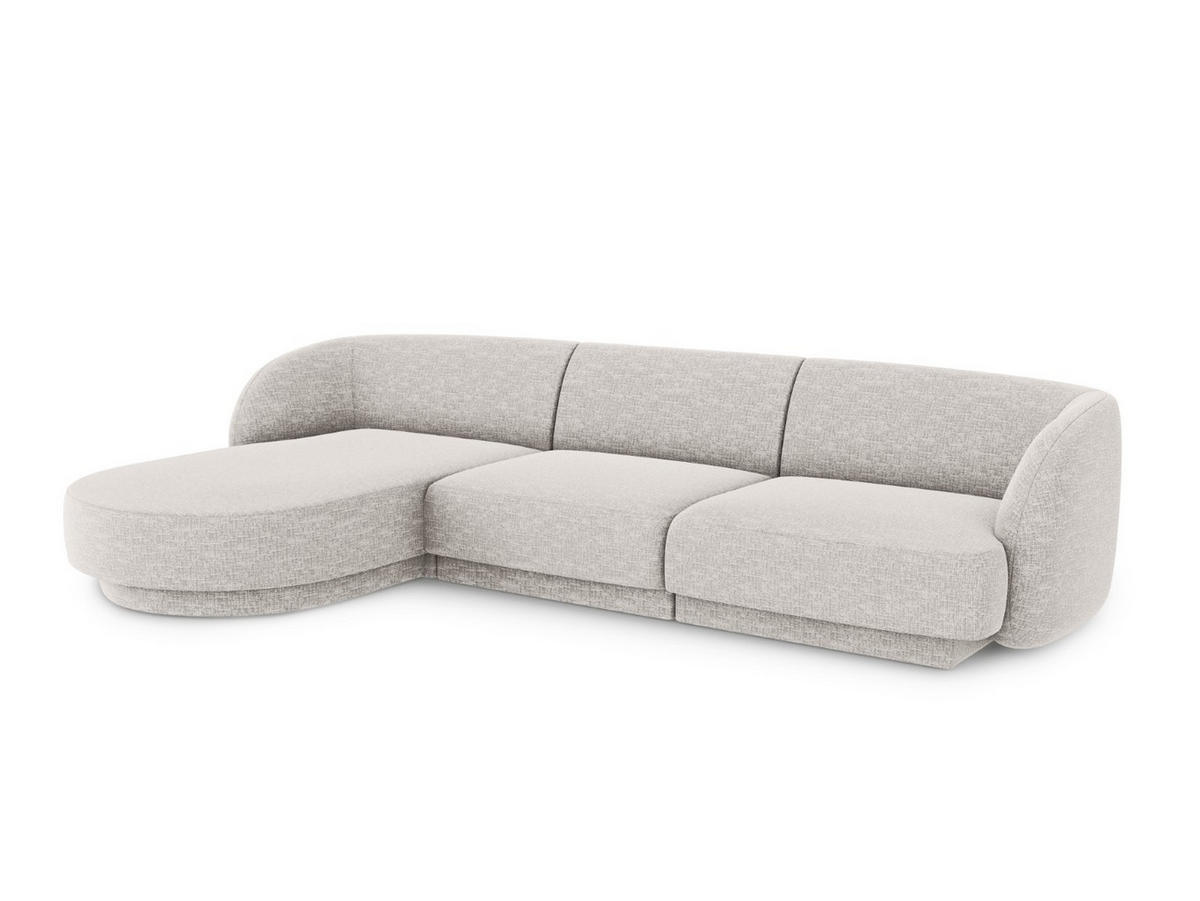 ECKSOFA links Miley aus Chenille-Stoff hellgrau 4 Sitzplätze - Hellgrau, Textil (156/255cm) - Micadoni
