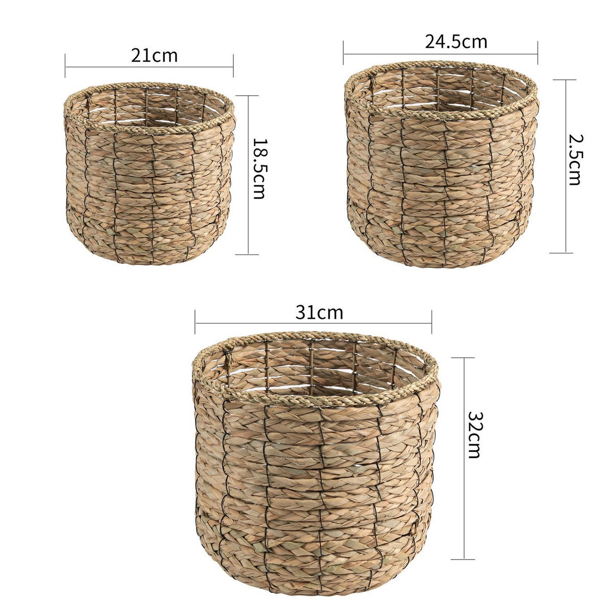 SEEGRASKÖRBE CEBU - Naturfarben, Naturmaterialen (30/25/30cm) - CARO-Möbel